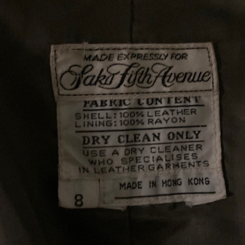 Saks Fifth Avenue leather jacket. Gently worn.